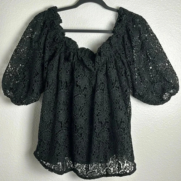 Maeve by Anthropologie Lace Black Top - Picture 2 of 10